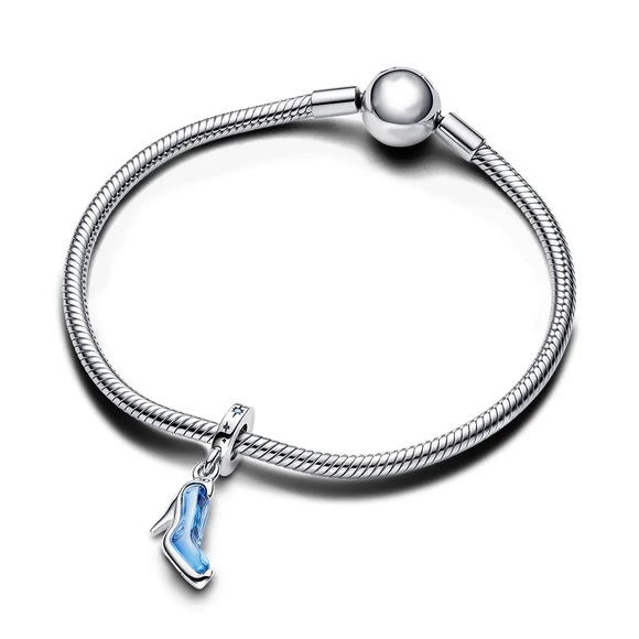 NWOT Pandora x Disney Cinderella's Glass Slipper Charm Blue Crystal - 793071C - Picture 2 of 16